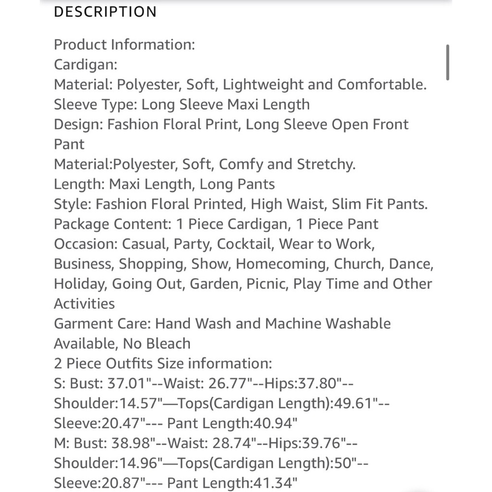 NewInBag 2pc Outfit Floral Long Sleeve Cardigan w/Leggings Size: L - Picture 6 of 8